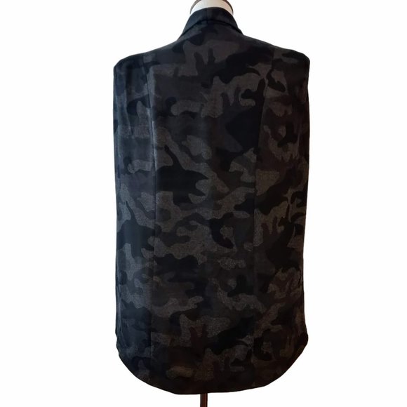 Gili Womens Black Gray Camouflage Open Front Shoulder Pads Cape Blazer Jacket 10 - Picture 3 of 10